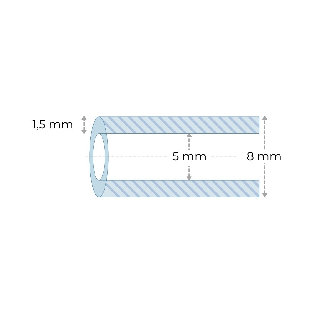 Silicone slang 8 x 5 x 1,5 mm (p/m)